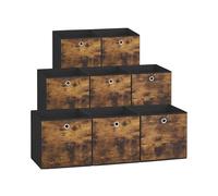 SONGMICS Storage Cubes, Set of 8 Storage Bins, Foldable Fabric Storage Boxes, 10.2 x 10.2 x 11 Inches, Fit Cube Storage Unit, for Clothes, Bedroom, Living Room, Rustic Brown and Ink Black URFB826B01