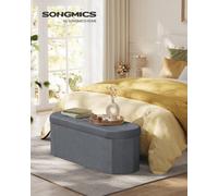 Songmics Storage Ottoman Bench, Storage Chest, Folding Foot Rest Stool, Easy Assembly, Velvet Fabric