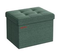 SONGMICS Storage Ottoman, Foldable Small Ottoman Foot Rest, 31 x 41 cm Foot Stool, Ottoman with Storage, Load up to 130 kg, for Living Room, Bedroom, Dorm, Retro Green LSF102C51