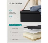 SONGMICS Storage Ottoman Foldable Small Ottoman Foot Rest 38 x 110 x 38 cm