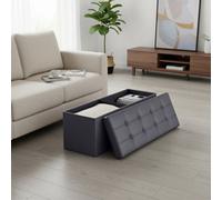 Songmics Storage Ottoman, Foldable Small Ottoman Foot Rest, 38 X 110 X 38 Cm, Cube Ottoman With Storage, Load Up To 300 Kg