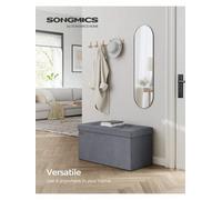 Songmics Storage Ottoman, Foldable Small Ottoman Foot Rest, 38 X 76 X 38 Cm Foot Stool, Cube Ottoman With Storage