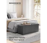 Songmics Storage Ottoman, Padded Foldable Bench, Chest With Lid, 120L Capacity, Holds Up To 300 Kg, For Bedroom, Hallway