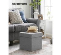 Songmics Storage Ottoman, Padded Foldable Bench, Chest With Lid, 40L Capacity, Holds Up To 300 Kg, For Bedroom, Light Grey