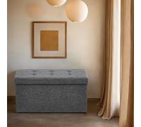 Songmics Storage Ottoman, Padded Foldable Bench, Chest With Lid, 80L Capacity, Holds Up To 300 Kg, For Bedroom, Hallway