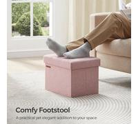 Songmics Storage Seat, Compact Multi-Purpose Ottoman With Hidden Space, Jelly Pink