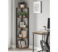 Songmics Storage Shelf, 5-Tier Corner Unit For Multi-Purpose Use, Rustic Brown And Black