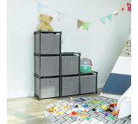 Songmics Storage Shelf, 6-Cube Ladder Unit With Storage Boxes And Metal Framework, Black