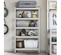 Songmics Storage Shelving, 5-Tier Steel Rack, Storage Organiser, Boltless Setup, Perfect For Garage Or Shed, Silver