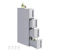 SONGMICS Storage Tower on Wheels, 4 Tier Plastic Shelf, Space Saving | Storage trolley, Narrow Kitchen Column, 17.3 x 45.2 x 84 cm, Dove Grey, Dennys Collection KFR008G02