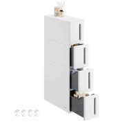 SONGMICS Storage Tower on Wheels Narrow Kitchen Column 4 Tier Plastic Shelf