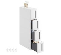 SONGMICS Storage Tower on Wheels Narrow Kitchen Column 4 Tier Plastic Shelf