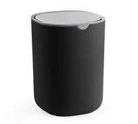 SONGMICS Table Bin with Lid, Mini Bin, Cosmetic Bin, Table Waste Bin, for Bathroom, Desk, Bedroom, Car, Stainless Steel Swing Lid, 1.5 L, Black LTB150B101