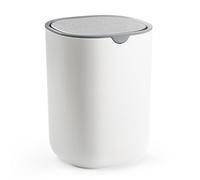 SONGMICS Table Bin with Lid, Mini Rubbish Bin, Cosmetic Bin, Table Waste Bin for Bathroom, Desk, Bedroom, Car, Swing Lid Made of Stainless Steel, 1.5 L, Cloud White LTB150W101