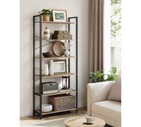 Songmics Tall Bookshelf Tower, 6 Levels, Spacious Bookcase, Free-Standing Shelving Unit, Camel Brown And Ink Black