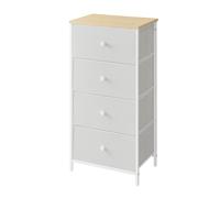 Songmics Tall Dresser Fabric 4 Drawers Grey/White & Oak Effect