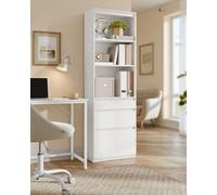 Songmics Tall Storage Solution, Modern Bookcase With Mixed Drawer System, Snow White