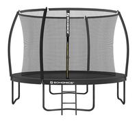 SONGMICS Trampoline 10 ft, 305 cm Dia. Kids Trampoline with Enclosure Net, 180 cm High Curved Pole, Safety Pad, Ladder, Steel Frame, Black STR102B01
