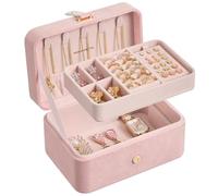 SONGMICS Travel Jewelry Organizer, 2-Layer Portable Jewelry Box Case