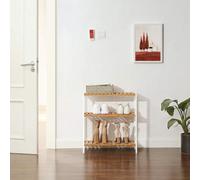 Songmics Triple-Layer Bamboo Organizer, Multi-Functional Storage Stand For Home, Versatile Display Unit, Natural And White