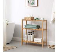 Songmics Triple-Tier Bamboo Shelf, Multi-Purpose Storage Unit For Hallway, Bathroom, Living Room, Kitchen, Balcony, Natural