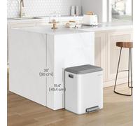 Songmics Two-Compartment Kitchen Bin, Steel Rubbish And Recycling Container, Inner Buckets, Soft-Close Lid, Pedal, Cloud White