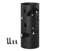 SONGMICS Umbrella Stand, Holder for Entryway, Steel Rack with Removable Drip Tray and 4 Hooks, 17Dia. x 41 cm, Black LUC024B01