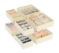 SONGMICS Underwear Organisers, 8 Foldable Drawer Dividers for Bras, Socks | 8 Foldable Drawer Organisers (32x32x10cm, 32x16x10cm), Non-Woven Fabric RUS008M01