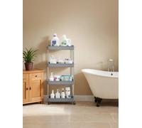 Songmics Utility Rolling Cart, 4-Tier Storage Trolley With Wheels, For Kitchen Or Office, Space-Saving, Gray