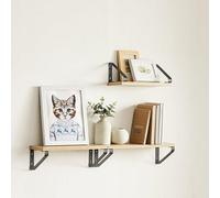 Songmics Vasagle 3-Pack Wall Floating Shelves, Mounted Display Storage Set, Kitchen Bathroom Organizer, Golden Oak And Matte Black