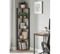 Songmics Vasagle 5 Tier Corner Shelf, Storage Shelf Unit Multi-Purpose Bookshelf Plant Stand, For Living Room,bedroom,brown And Black