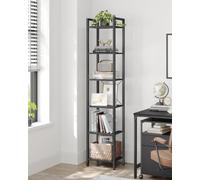 Songmics Vasagle 6-Tier Bookshelf, Bookcase, Shelving Unit, Book Rack, For Office, Study, Industrial, Ebony Black And Black