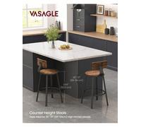 Songmics Vasagle Bar Stools Kitchen Stools Set Of 2 High Back Bar Stools Steel Frame 62.5Cm High Seat Easy Assembly
