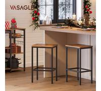 Songmics Vasagle Bar Stools Set Of 2, Breakfast Stool Chairs, For Kitchen,dining Room,living Room, Rustic Brown And Black , 40 X 30 X 65 Cm