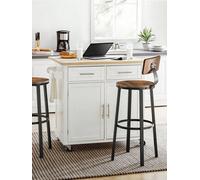 Set of 2 Bar Stools with Backrests, 76.2 cm Tall, Rustic Brown + Black / 2