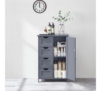 Songmics Vasagle Bathroom Cabinet, Narrow Bathroom Cabinet, Side Cabinet, Chest Of Drawers, With 4 Drawers, Adjustable Shelf, Dark Grey