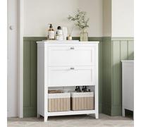 Songmics Vasagle Bathroom Cabinet, Storage Cabinet, 2 Drawers With 1 Set Of Adjustable Dividers, 2 Baskets, Side Board, Cloud White