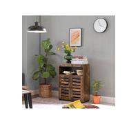 Songmics Vasagle Bathroom Cabinet Storage Cabinet 4 Tier Rustic Chic Shelf 60 X 30 X 80 Cm With Louver Doors, Compartments, Rustic Brown