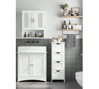 Songmics Vasagle Bathroom Cabinet With 4 Drawers, Chest Of Drawers, 30 X 30 X 82 Cm, For A Living Room, Kitchen And Hallway, Space Saver