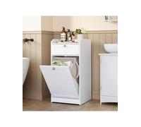 Songmics Vasagle Bathroom Cabinet With Laundry Basket, Bathroom Storage Unit With 1 Drawer And 1 Laundry Hamper, Cloud White