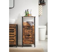 Songmics Vasagle Bathroom Floor Cabinet, Bathroom Storage Cabinet, Slim Bathroom Storage Cabinet With 2 Drawers, Rustic Brown And Black
