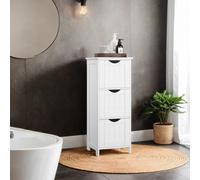 Songmics Vasagle Bathroom Floor Storage Cabinet, Bathroom Storage Unit With 3 Drawers, Bathroom Cabinet Freestanding, Matte White