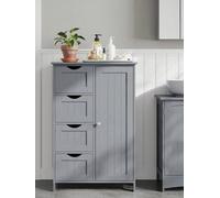 Songmics Vasagle Bathroom Floor Storage Cabinet, Bathroom Storage Unit With 4 Drawers, Bathroom Cabinet Freestanding,, Mystic Grey