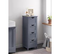 Songmics Vasagle Bathroom Floor Storage Cabinet, Slim Wooden Storage Unit With 4 Drawers, 30 X 30 X 82 Cm, For Living Room, Kitchen