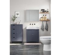 Songmics Vasagle Bathroom Floor Storage Cabinet, Wooden Storage Unit With 4 Drawers, Single Door, Adjustable Shelf, For Living Room