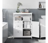 Songmics Vasagle Bathroom Storage Cabinet, Bathroom Storage Unit, 3 Drawers, Bathroom Floor Cabinet, Adjustable Shelf, Cloud White