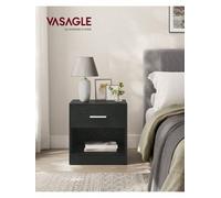 Songmics Vasagle Bedside Table, Side Table With Drawer, Handle, Open Compartment, End Table, For Bedroom, Living Room, Ink Black
