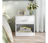 Songmics Vasagle Bedside Table, Side Table With Drawer, Handle, Open Compartment, End Table, For Bedroom, Living Room, Classic White