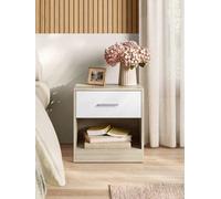 Songmics Vasagle Bedside Table, Side Table With Drawer, Handle, Open Compartment, End Table, Natural Beige And Cloud White