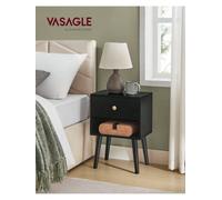 Songmics Vasagle Bedside Table, Side Table With Storage Drawer And Open Shelf, Solid Wood Legs, End Table For Living Room